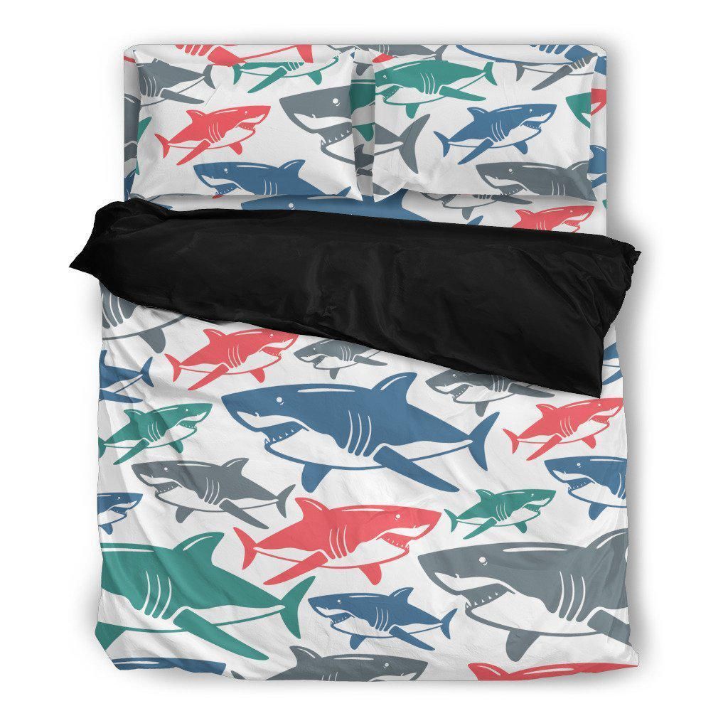 Blue Pink Shark Pattern Bedding Set