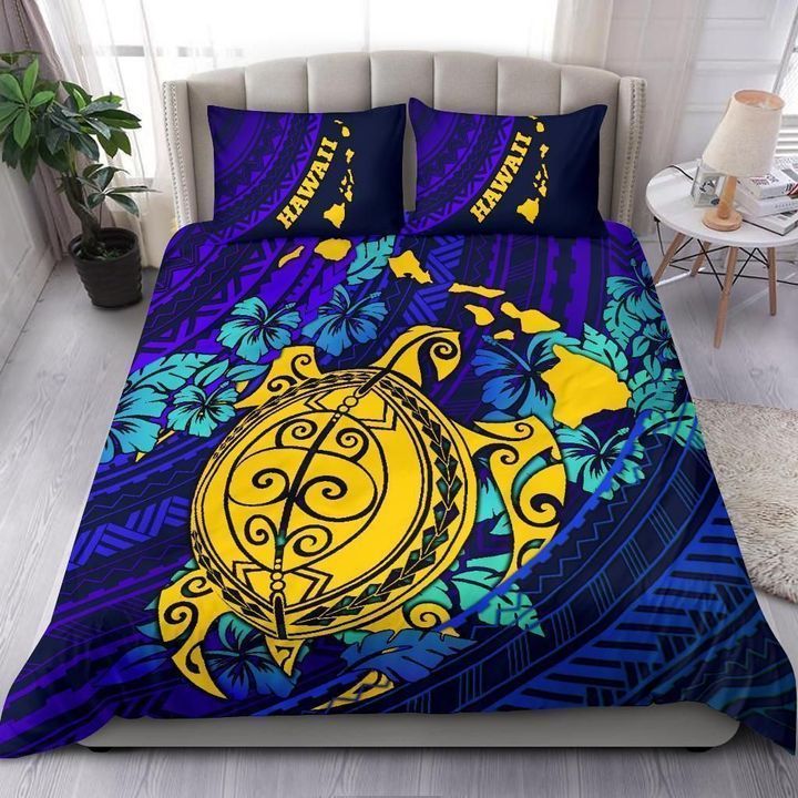Blue Polynesian Sea Turtle Bedding Set