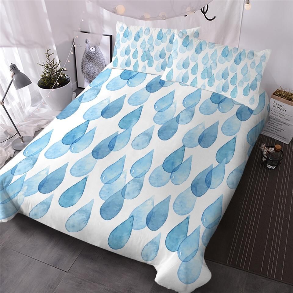Blue Raindrops Bedding Set