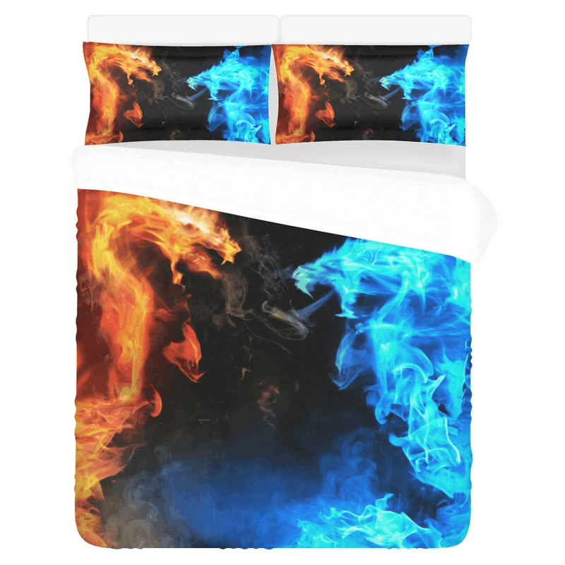 Blue Red Dragon Bedding Set