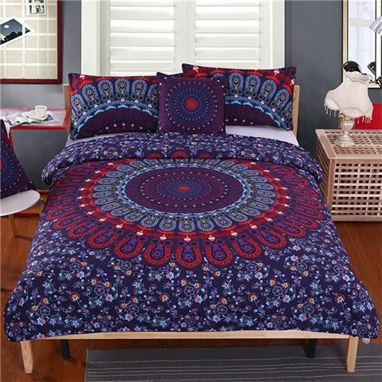 Blue Red Mandala Bedding Set