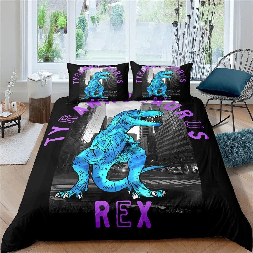 Blue Rex Lost In City Bedding Set