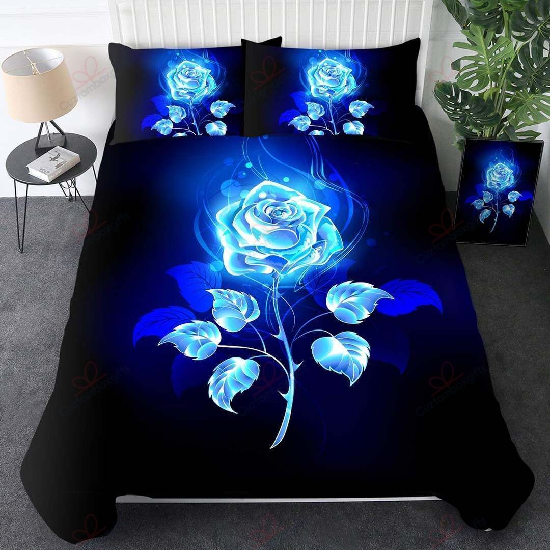 Blue Rose Bedding Set