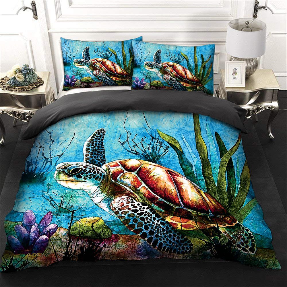 Blue Sea Turtle Bedding Set