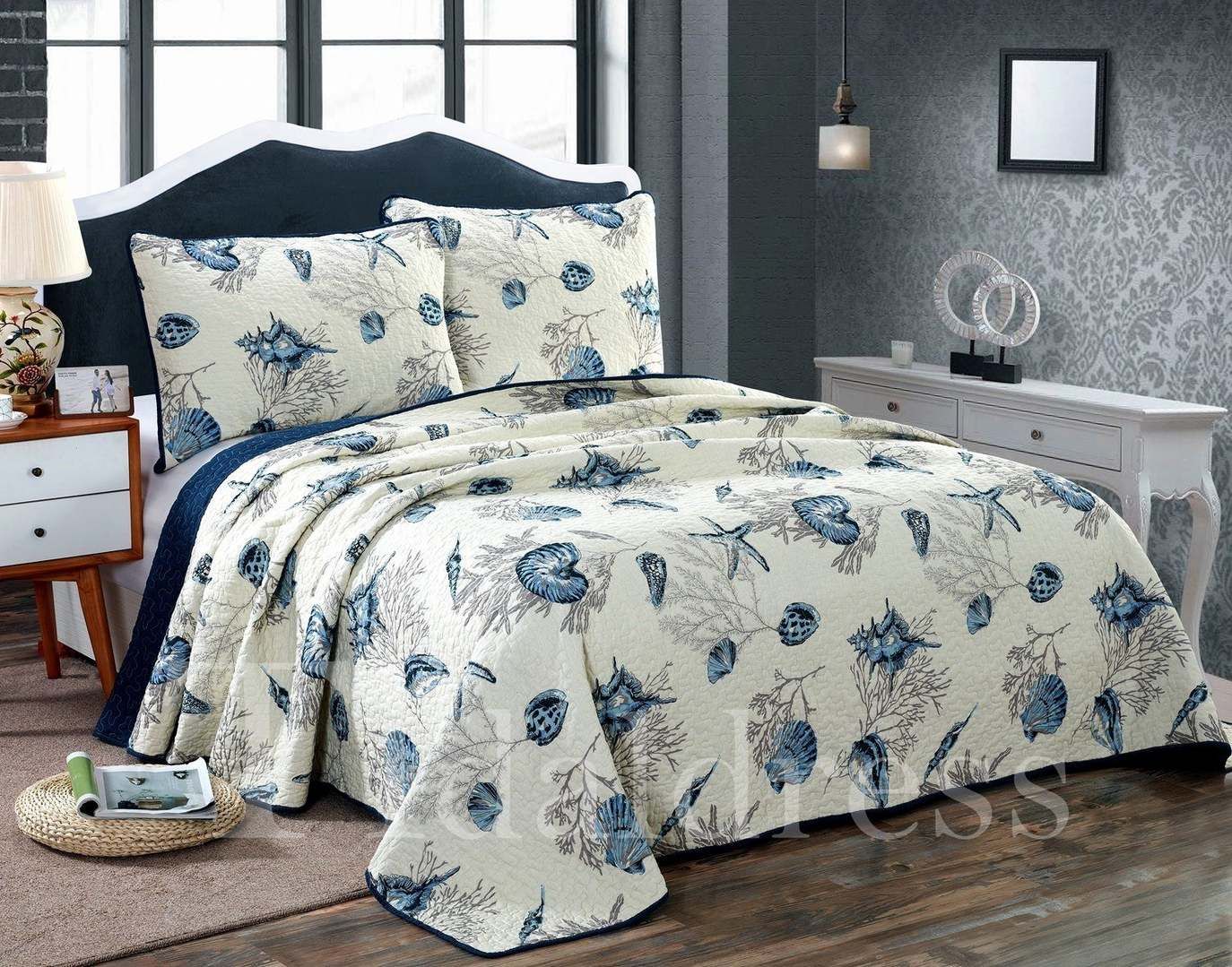 Blue Shell Tread Design Quilting Seam CLA22100611B Bedding Sets