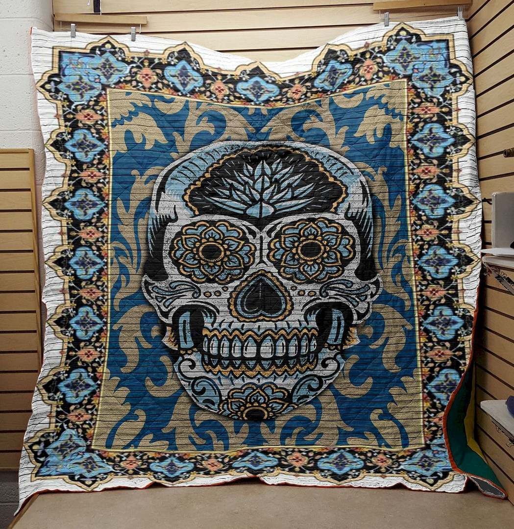 Blue Stone Skull CLT270609 Quilt Blanket