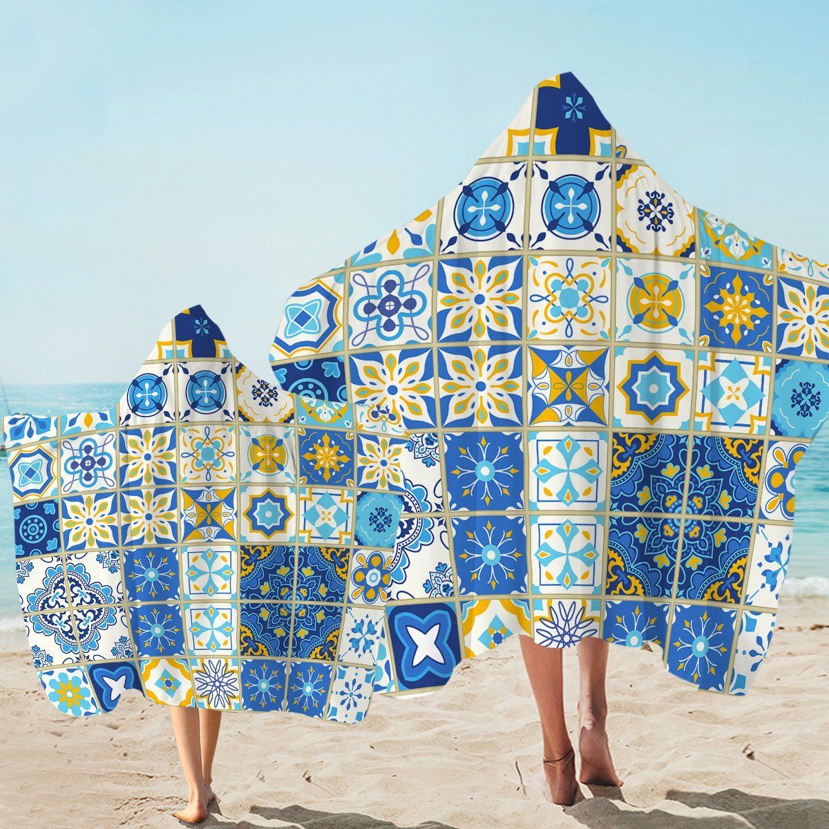 Blue Title Designs Patchwork Printed Hooded Towel