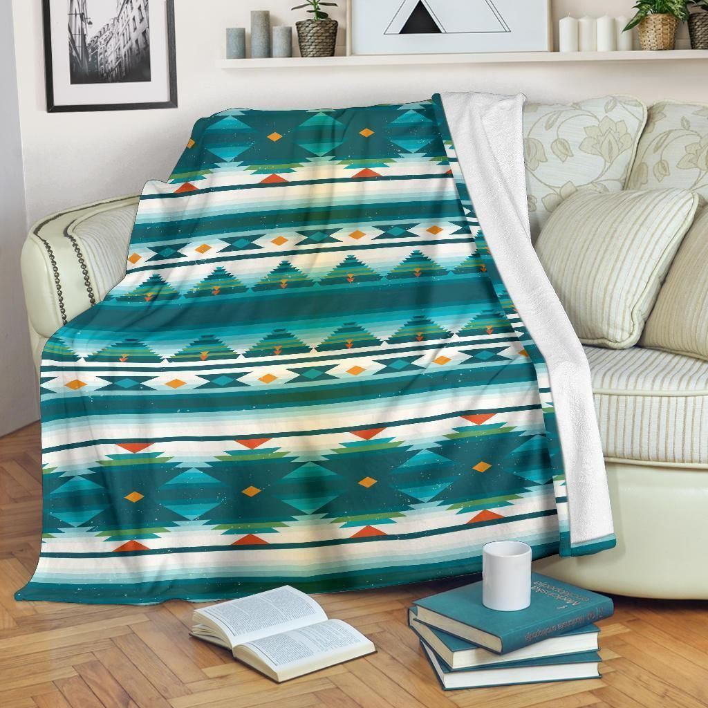 Blue Tribal Aztec Nature Beauty Fleece Blanket