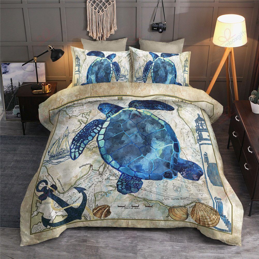 Blue Turtle And Sea Symbol Bedding Set