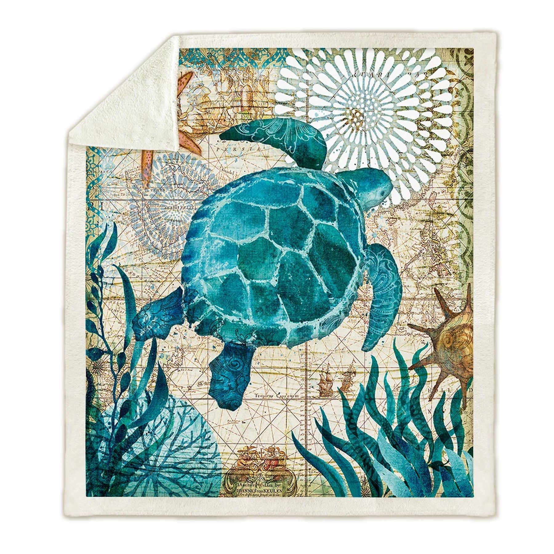 Blue Turtle Sherpa Fleece Blanket