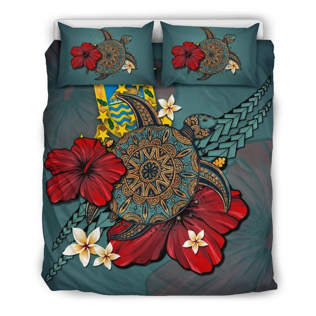 Blue Turtle Tribal Hibiscus Bedding Set