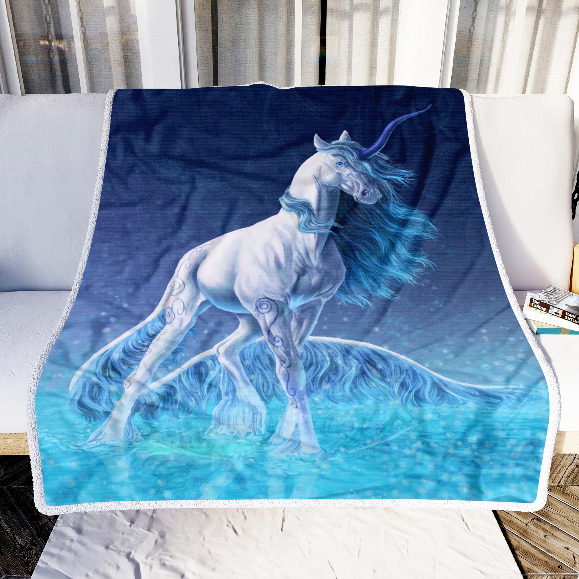 Blue Unicorn Art Fleece Blanket
