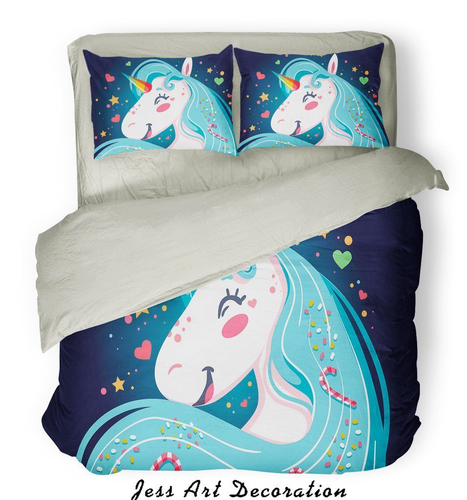 Blue Unicorn Bedding Set