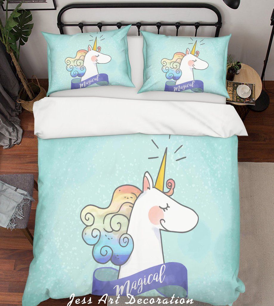 Blue Unicorn Bedding Set