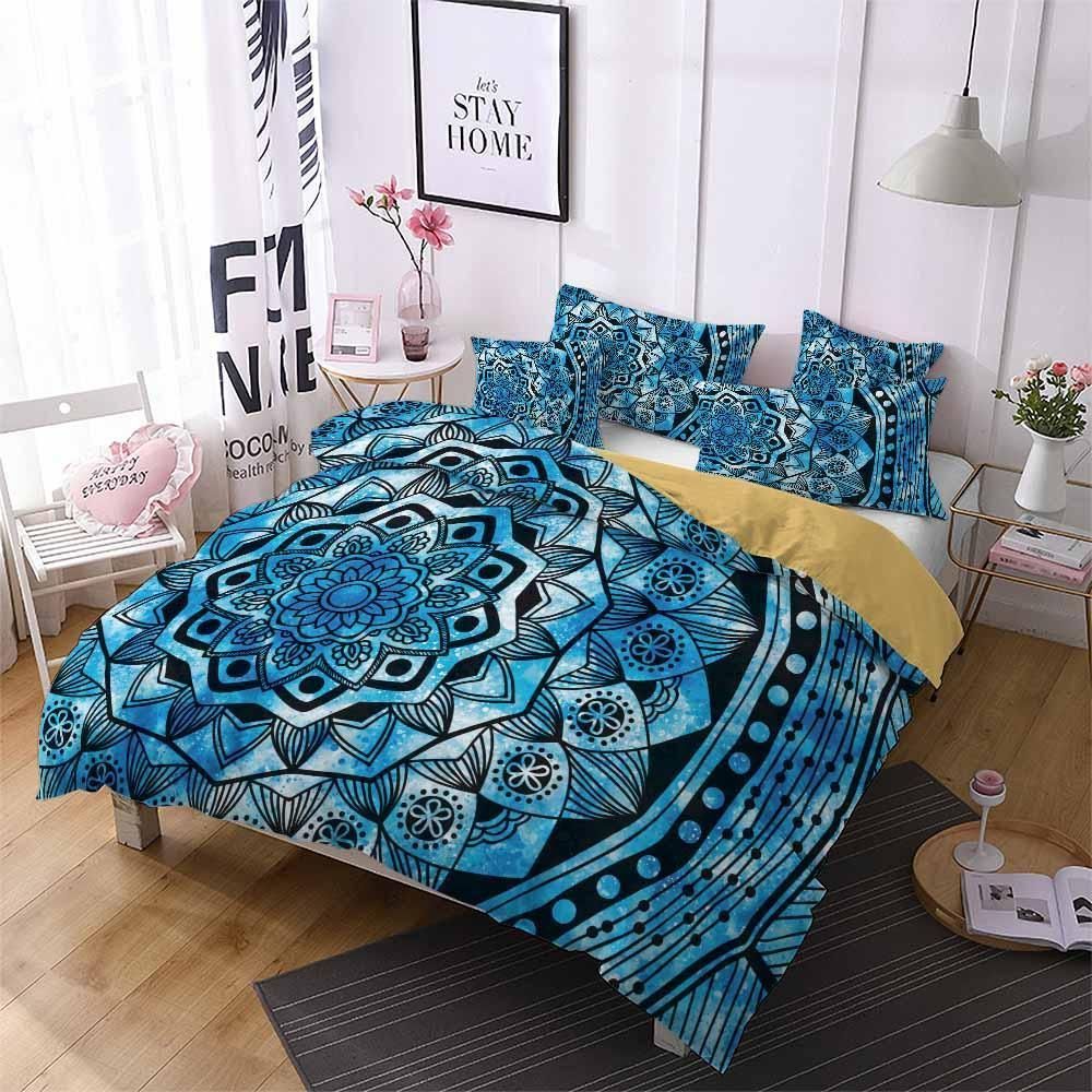 Blue Watercolor Mandala Vintage 3D Bedding Set