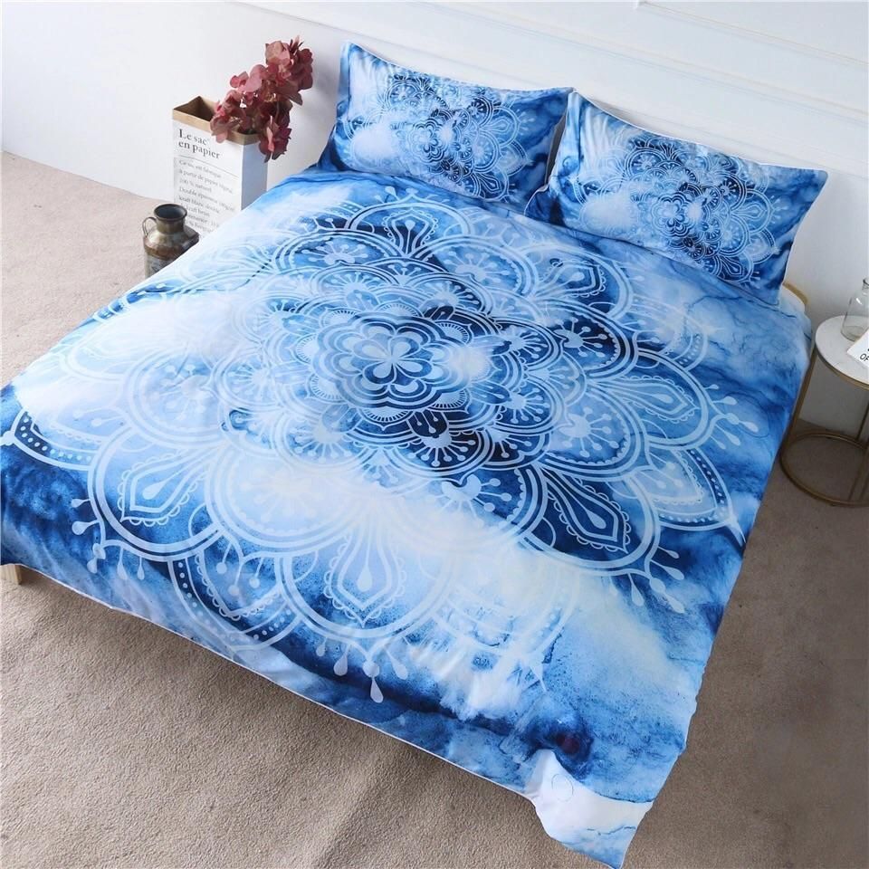 Blue Watercolour Mandala Bedding Set