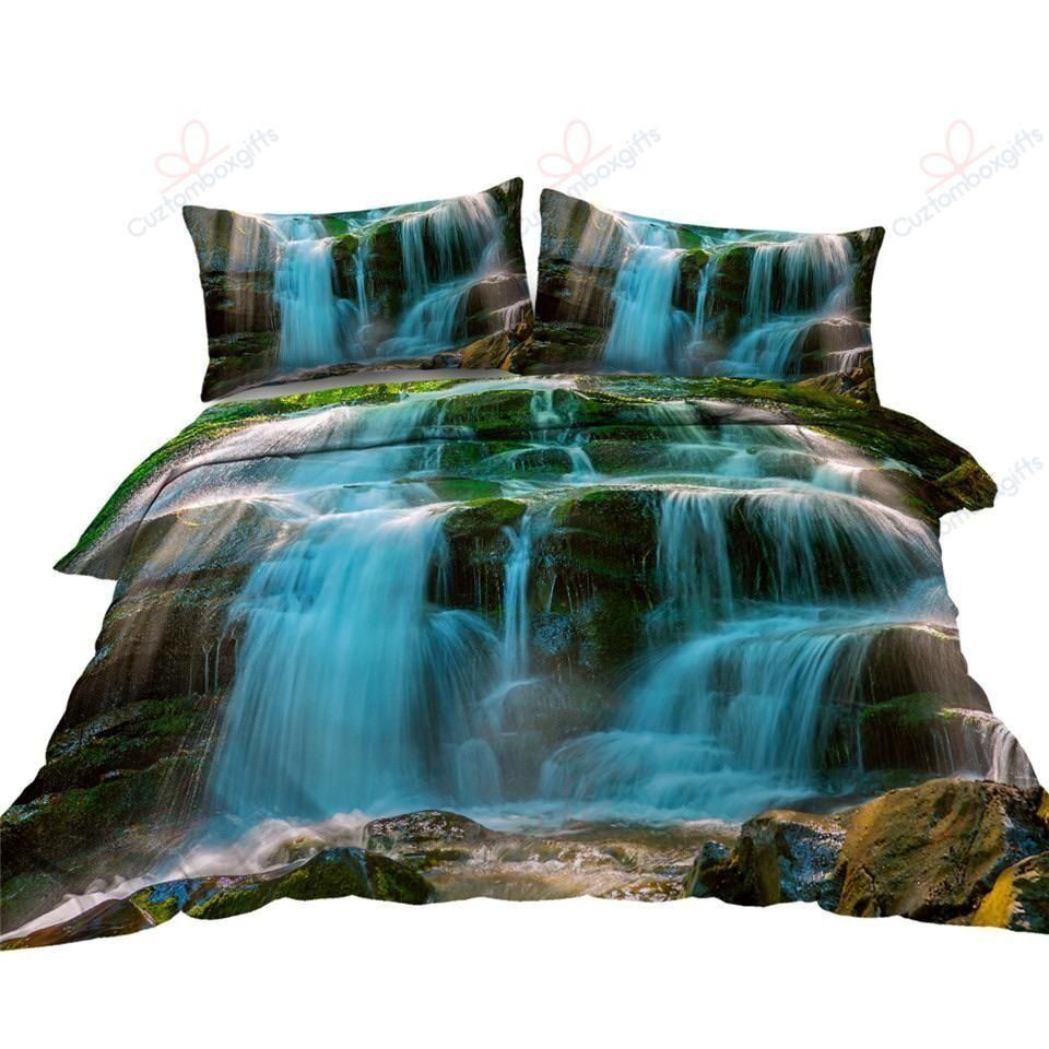 Blue Waterfall Printed Bedding Set