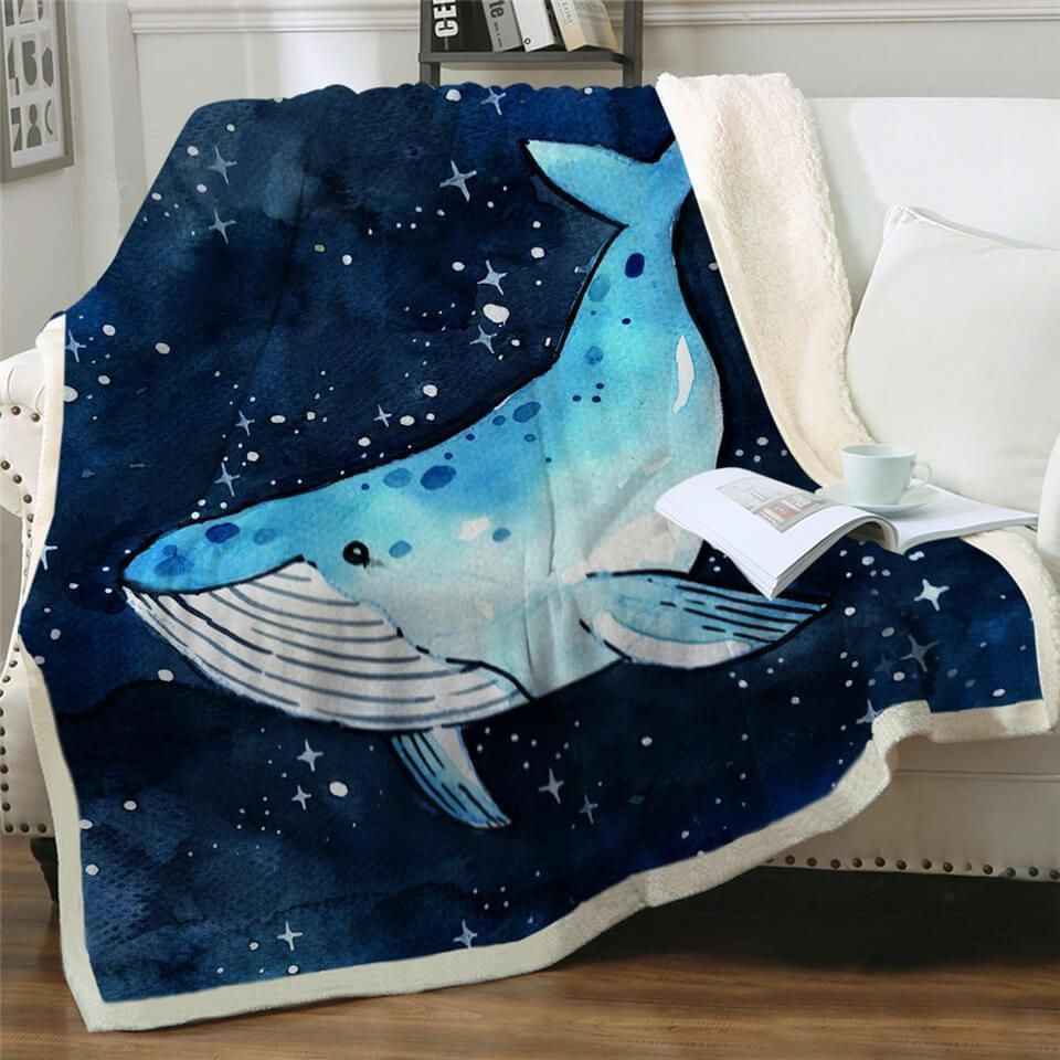 Blue Whale Sherpa Fleece Blanket