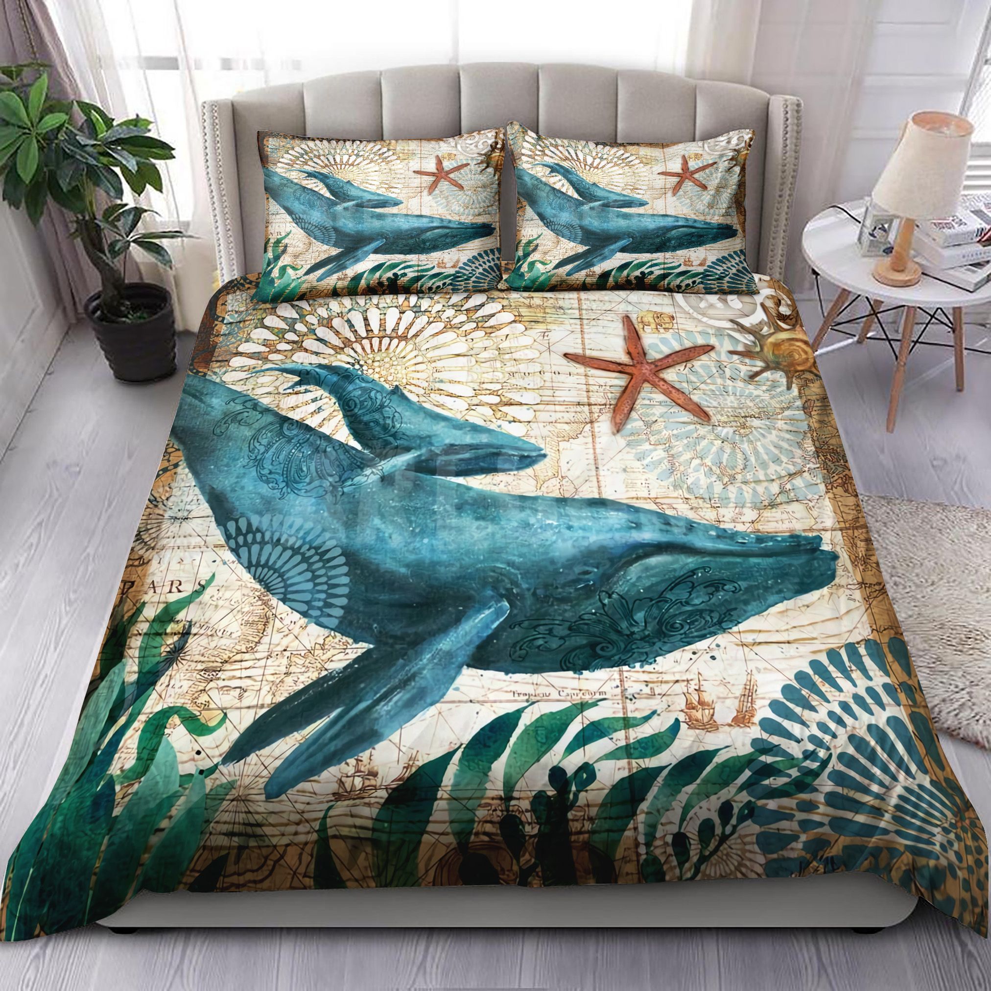 Blue Whale Rustic Bedding Set