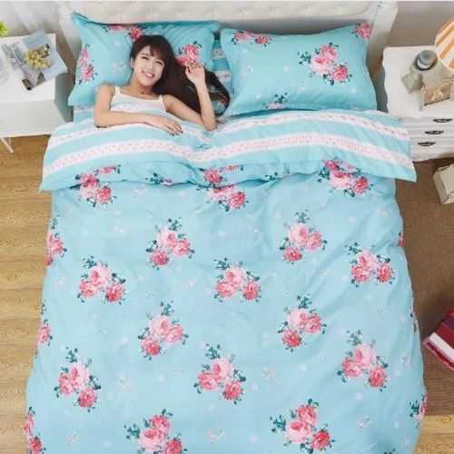 Blue With Pink Rose Dream Catcher Bedding Set
