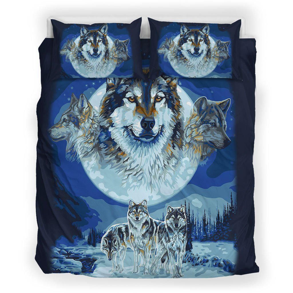 Blue Wolf Bedding Set