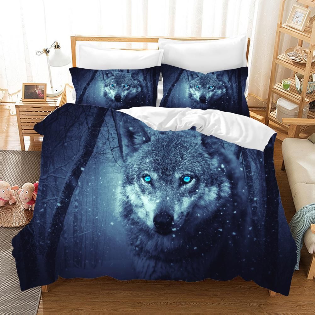 Blue Wolf Bedding Set