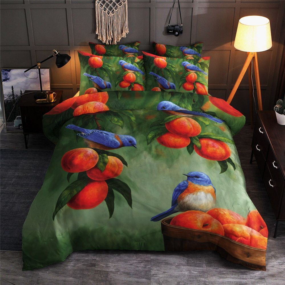 Bluebird And Peaches Bedding Set