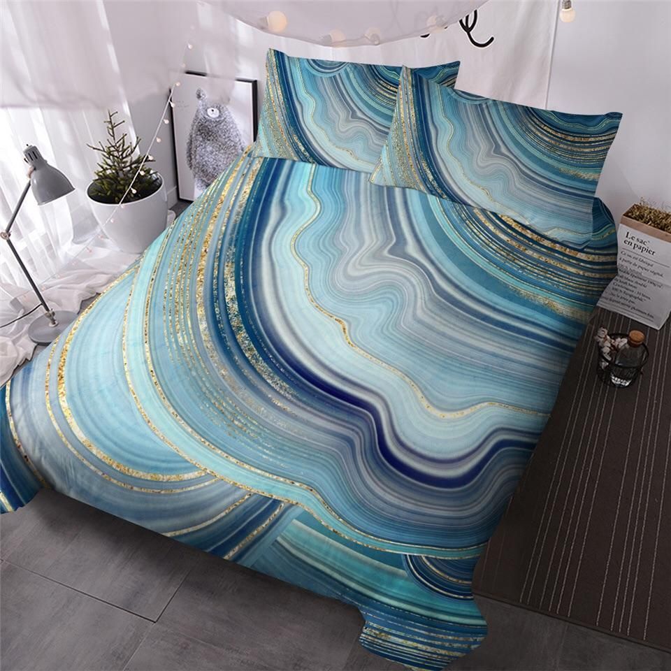 Blues Gold Marble Bedding Set