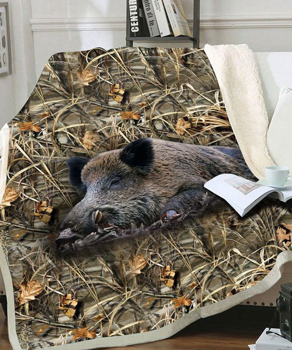 Boar Hunting Camo Sherpa Fleece Blanket