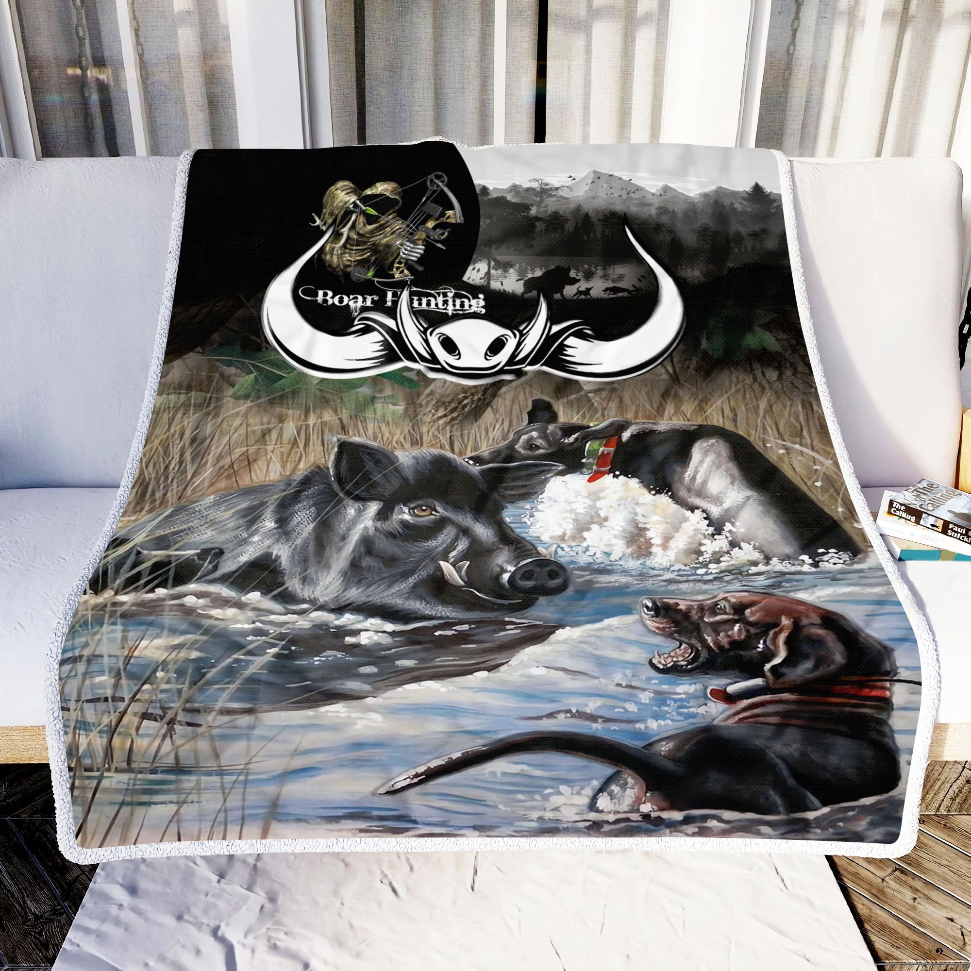 Board Hunting Fleece Blanket