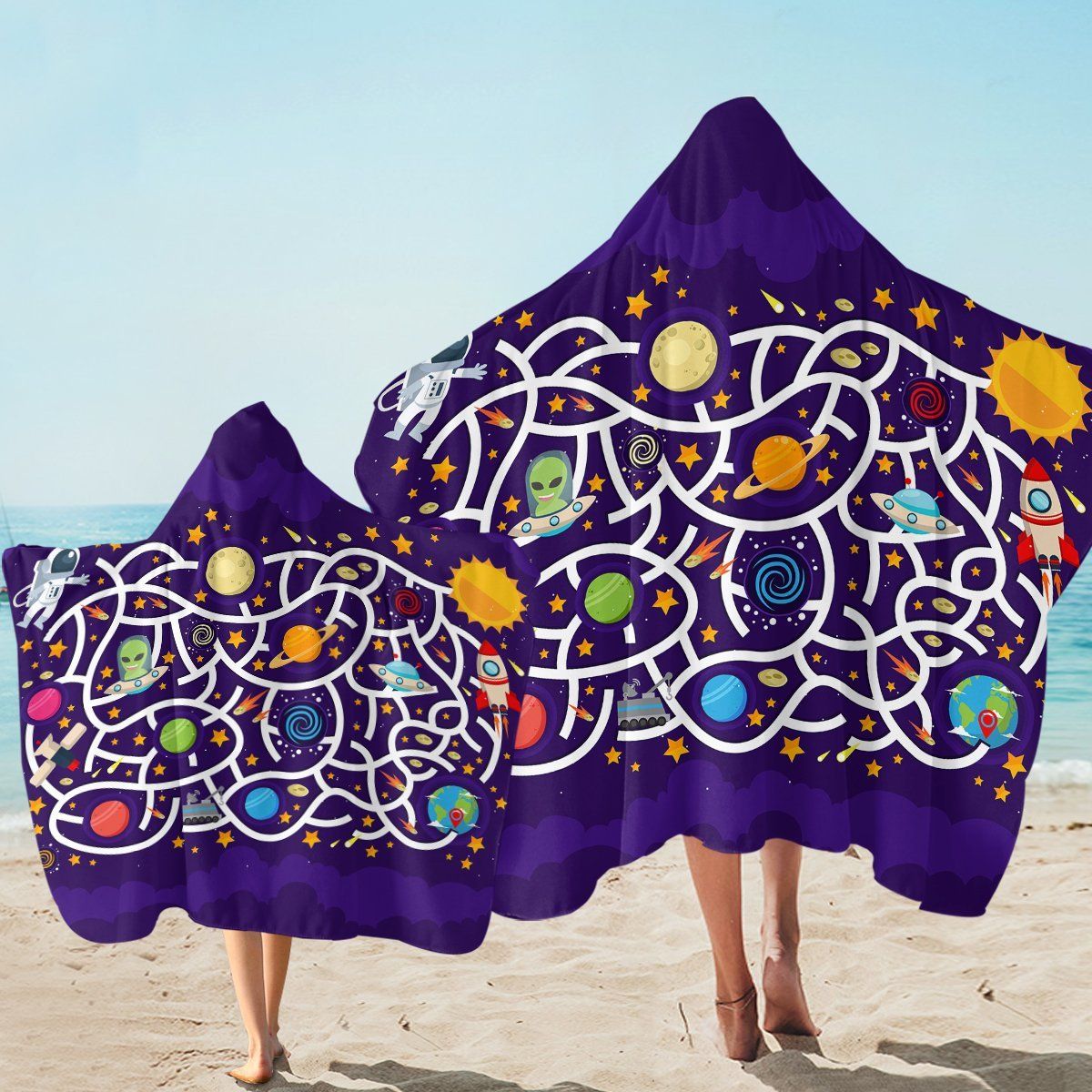 Boardgame Planetary Maze Printed Hooded Towel