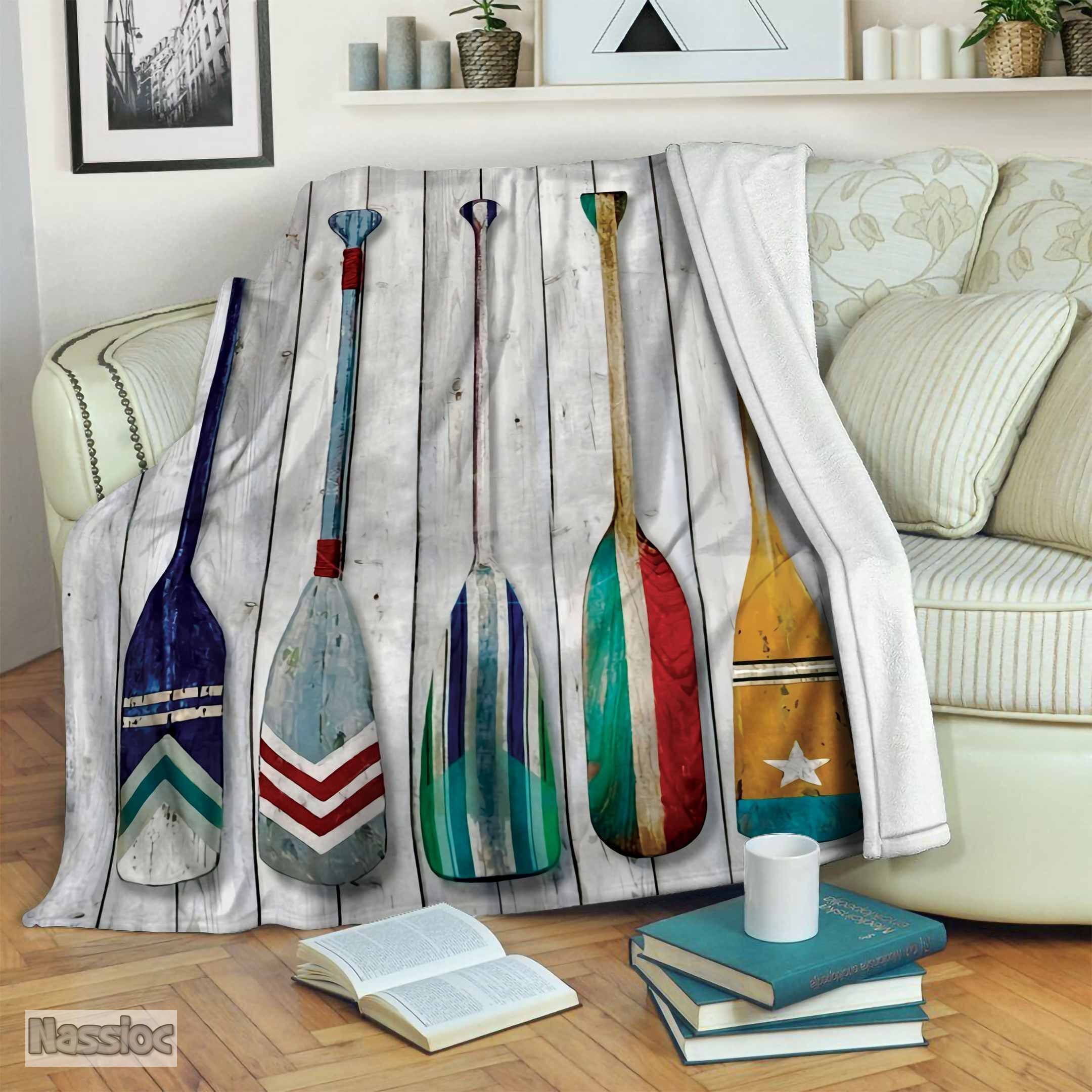 Boat Paddles Fleece Blanket