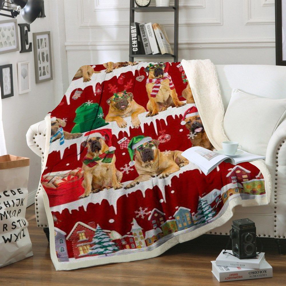 Boerboel Snow Christmas Sherpa Fleece Blanket