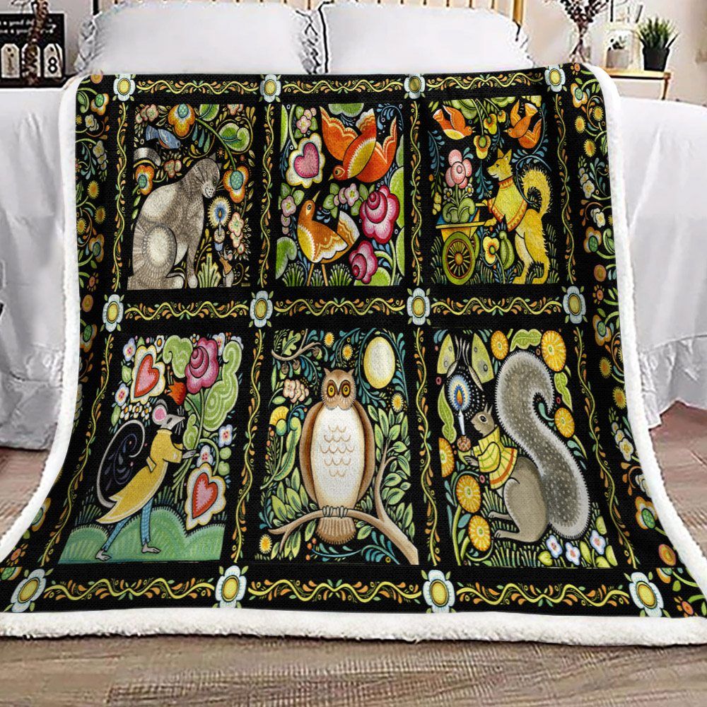 Bohemia Animals Sherpa Fleece Blanket