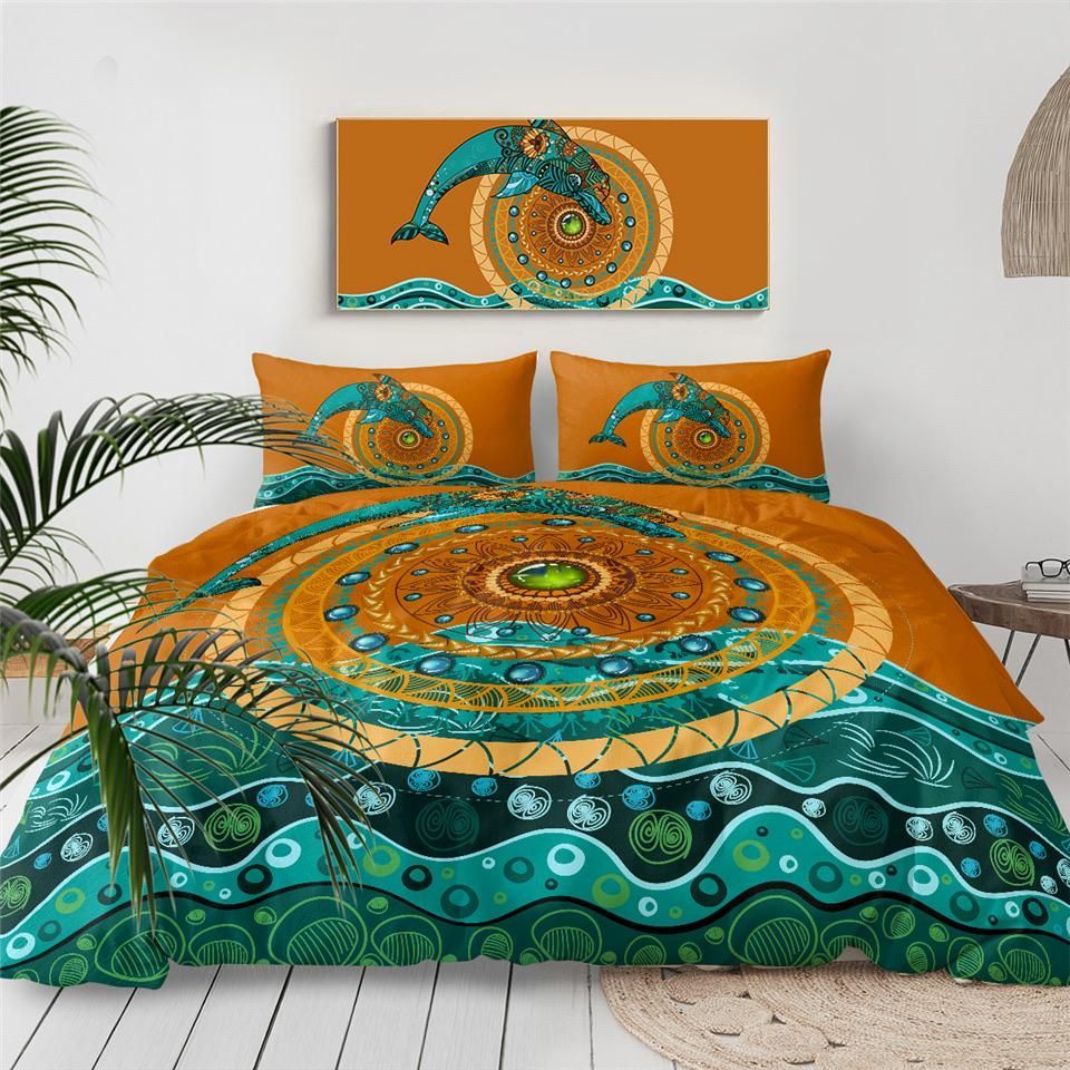 Bohemian Dolphin Mandala Sun Bedding Set