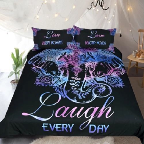 Bohemian Elephants Lotus Flower Bedding Set
