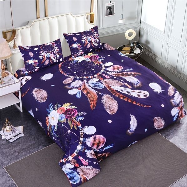 Bohemian Indian Dream Catcher Feather Bedding Set