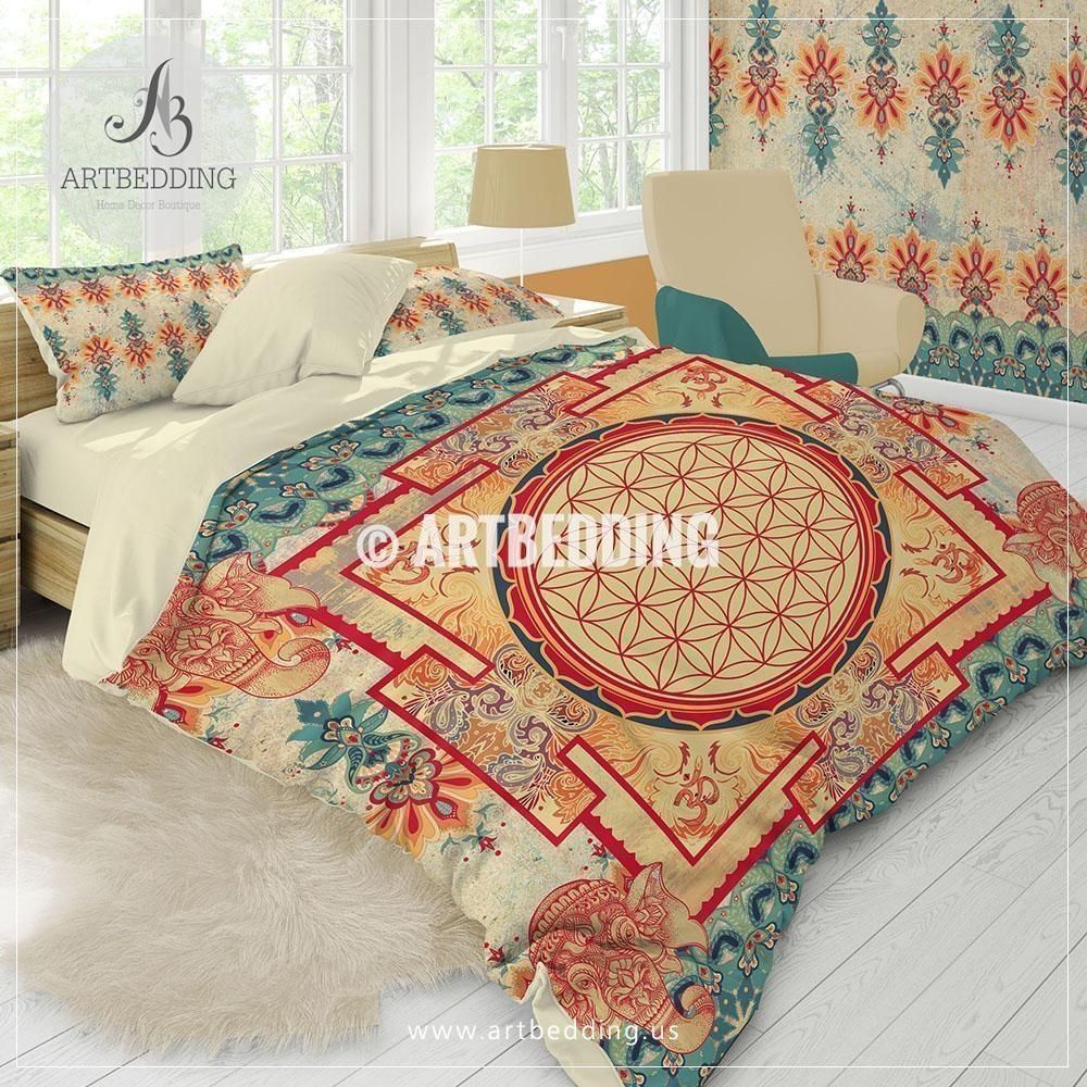 Bohemian Mandala Elephant Mandala Bedding Set