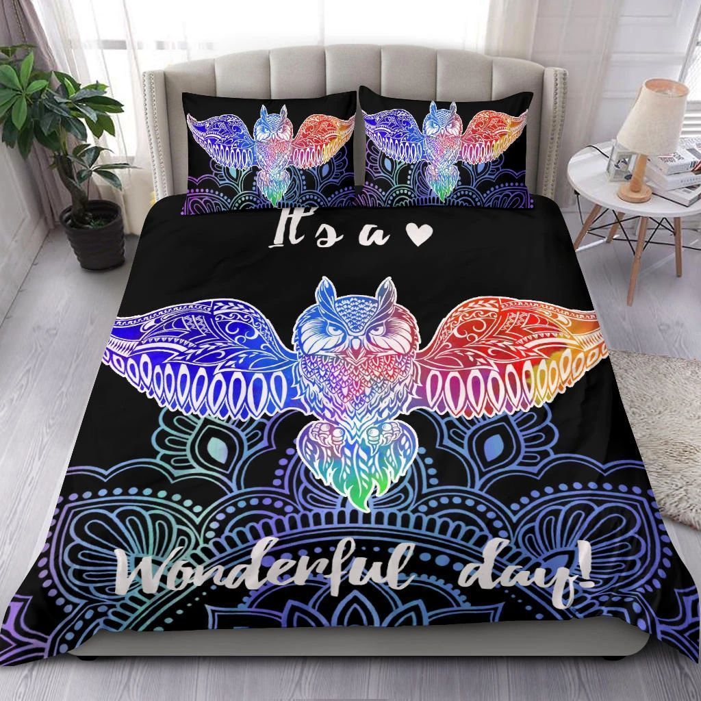 Bohemian Mandala Owl Bedding Set