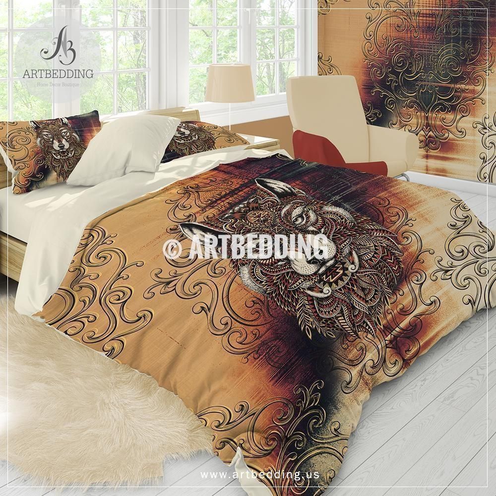 Bohemian Mandala Wolf Spirit Animal Bedding Set