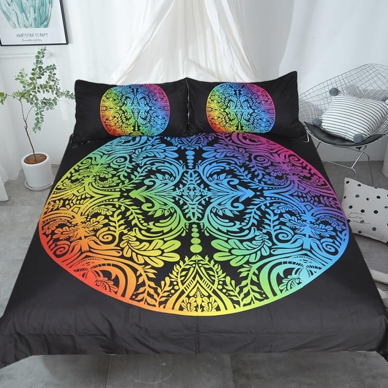 Bohemian Rainbow Black Bedding Set