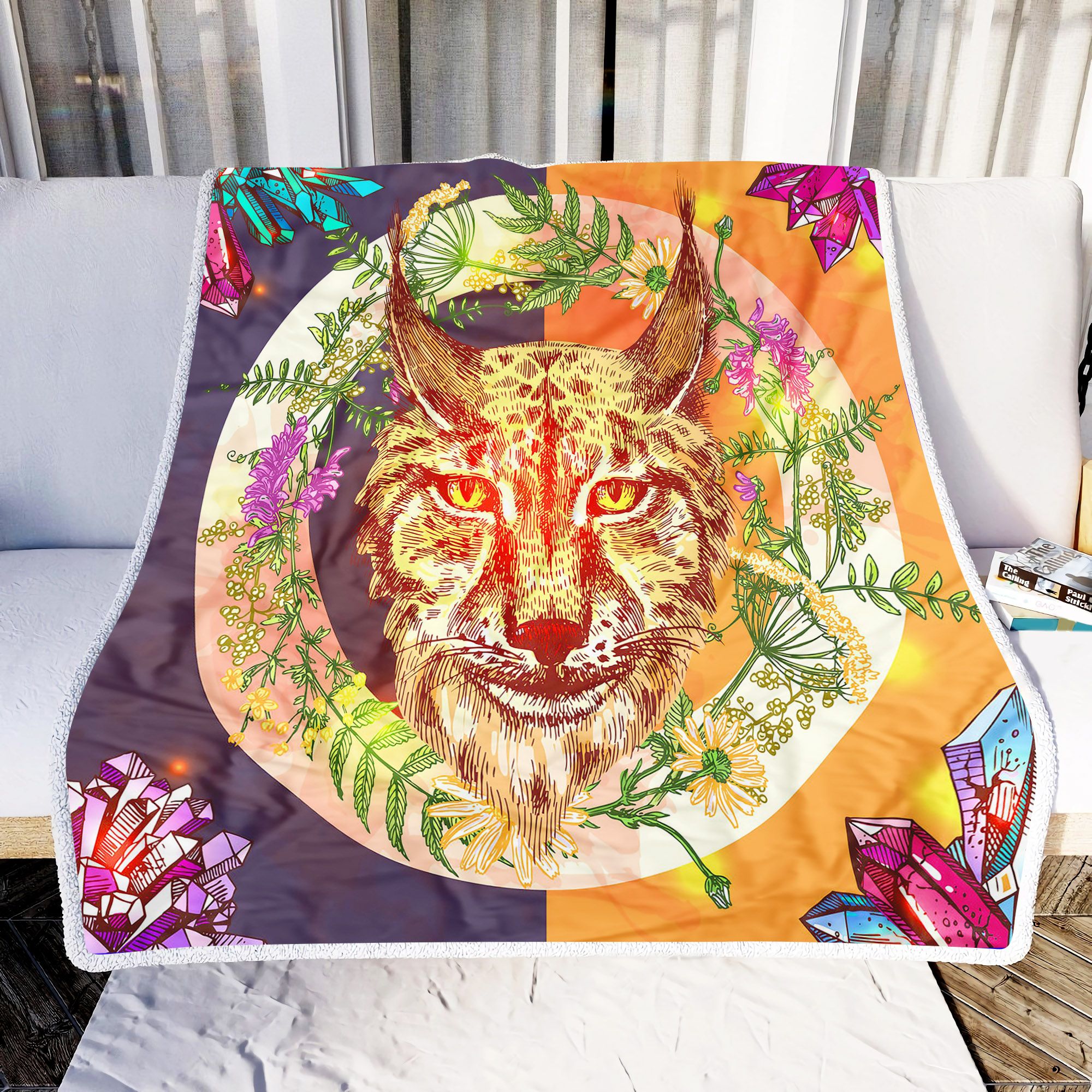 Boho Apache Animal Feather Fleece Blanket