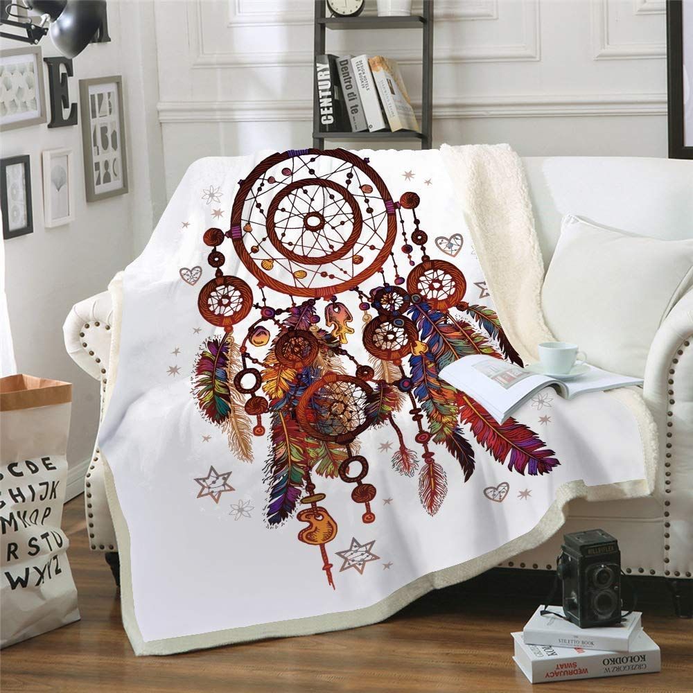 Boho Dream Catcher Sherpa Fleece Blanket