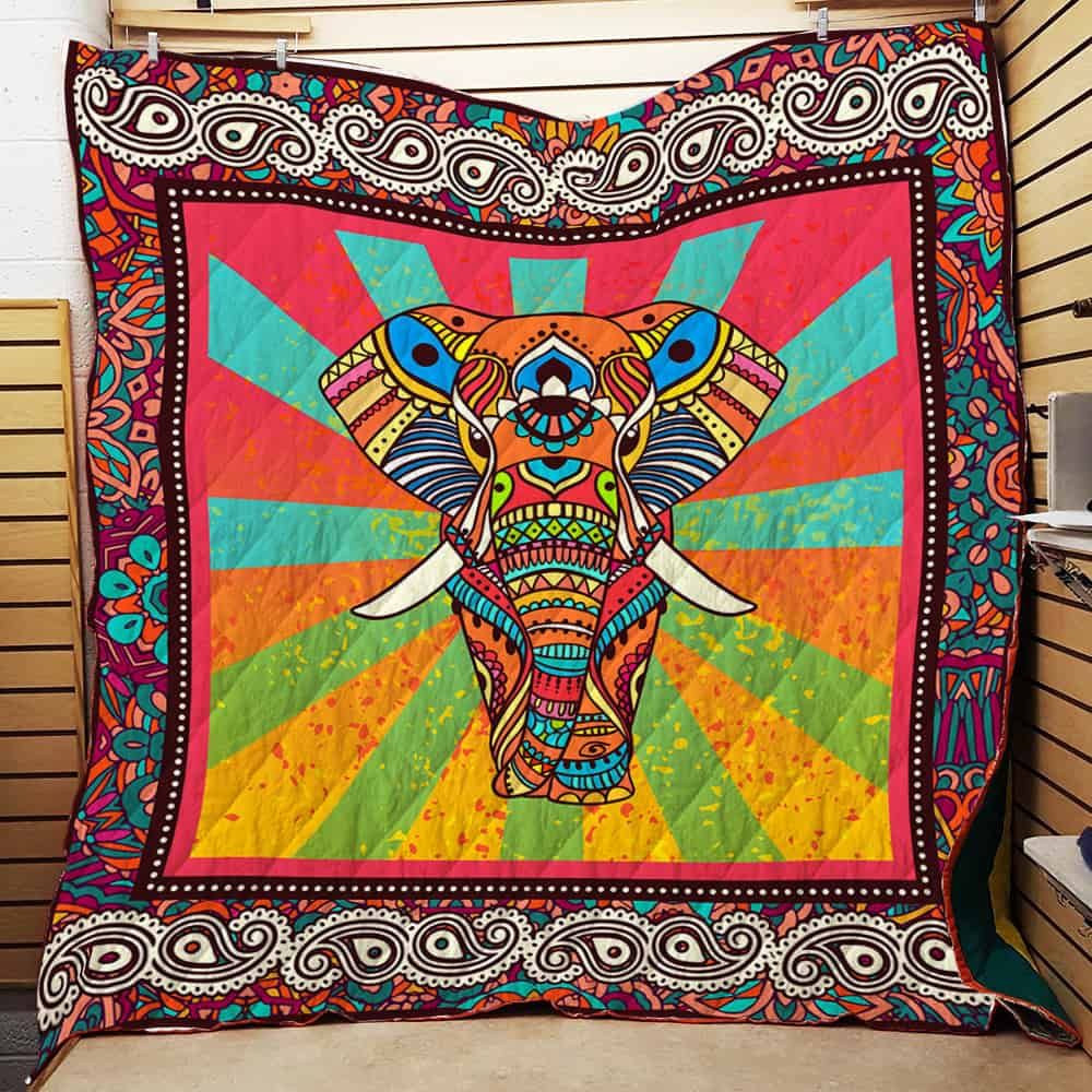 Boho Elephant Art CL22100086MDQ Quilt Blanket