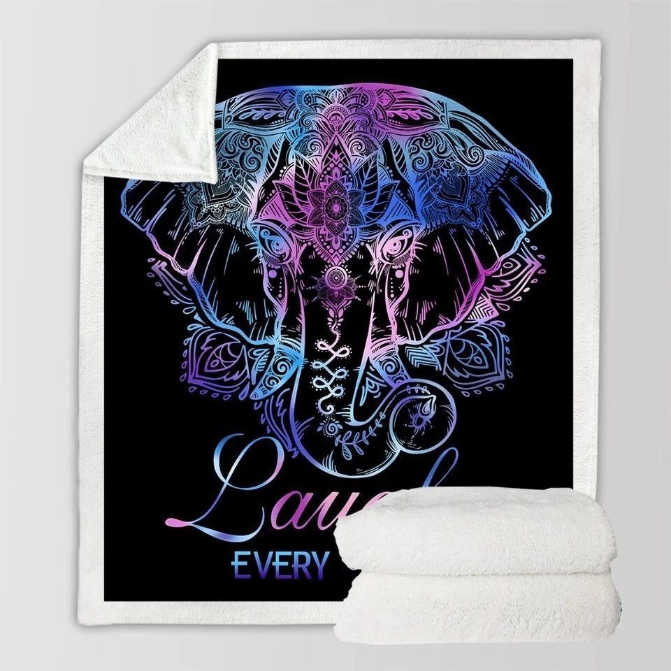 Boho Elephant Sherpa Fleece Blanket