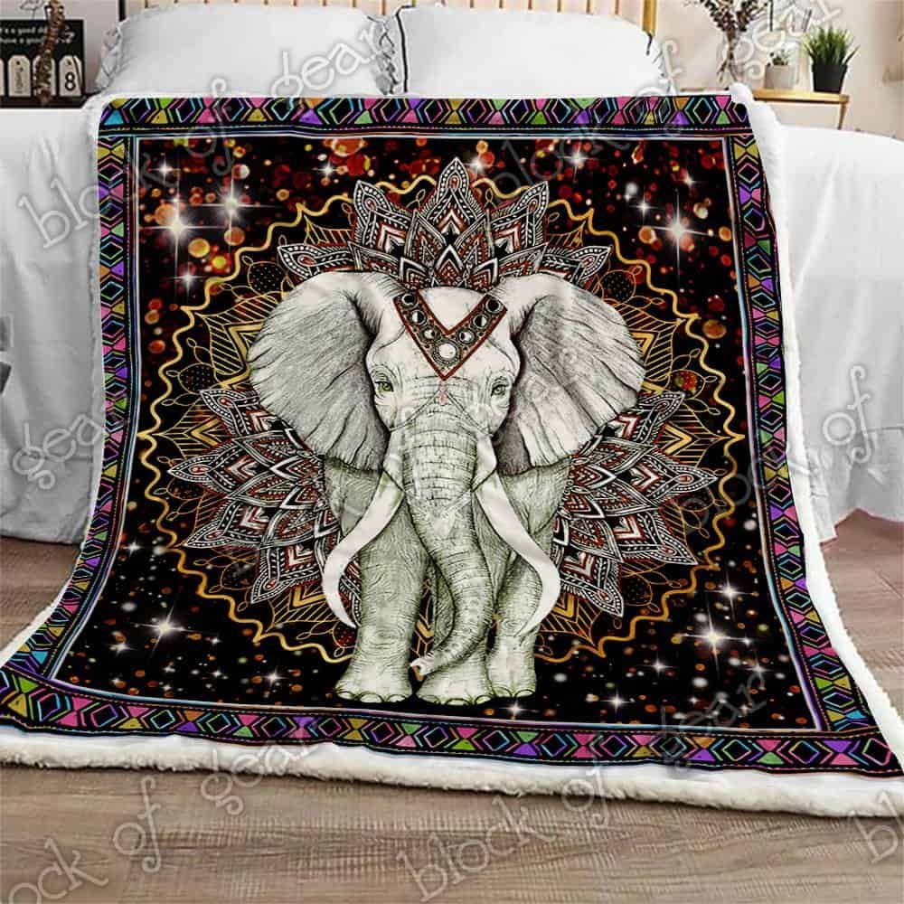 Boho Elephant Sherpa Fleece Blanket