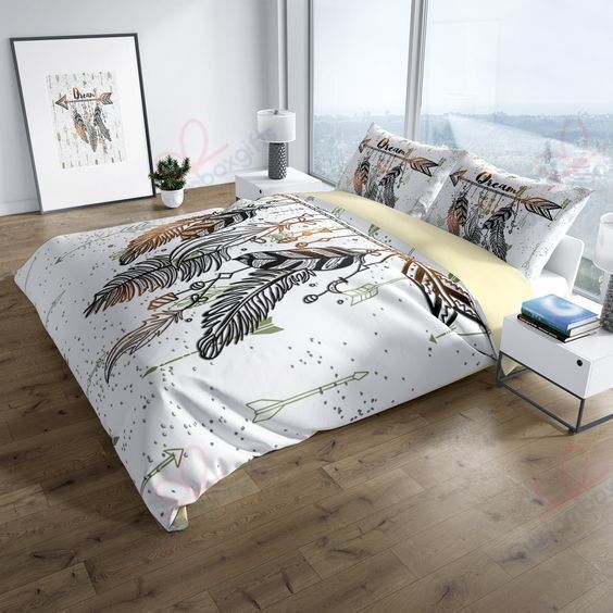 Boho Feather Bedding Set