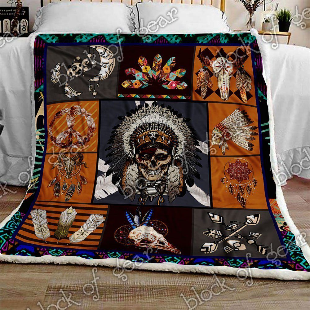 Boho Native American Sherpa Fleece Blanket