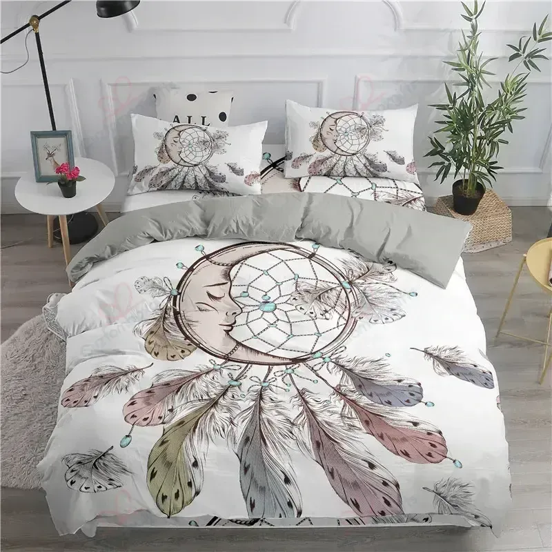 Boho Sun Dreamcatcher Feather Bedding Set