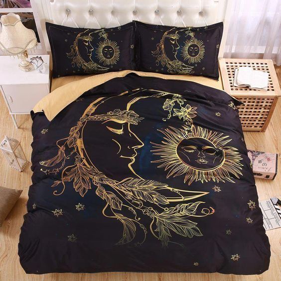Boho Sun Moon And Stars Hippie Bedding Set